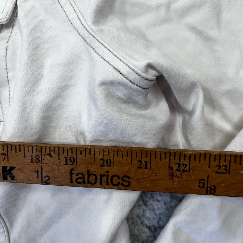 Women's D & Co White Stretchy Button Front Long Sleeve Jacket Size 1X - Picture 4 of 9